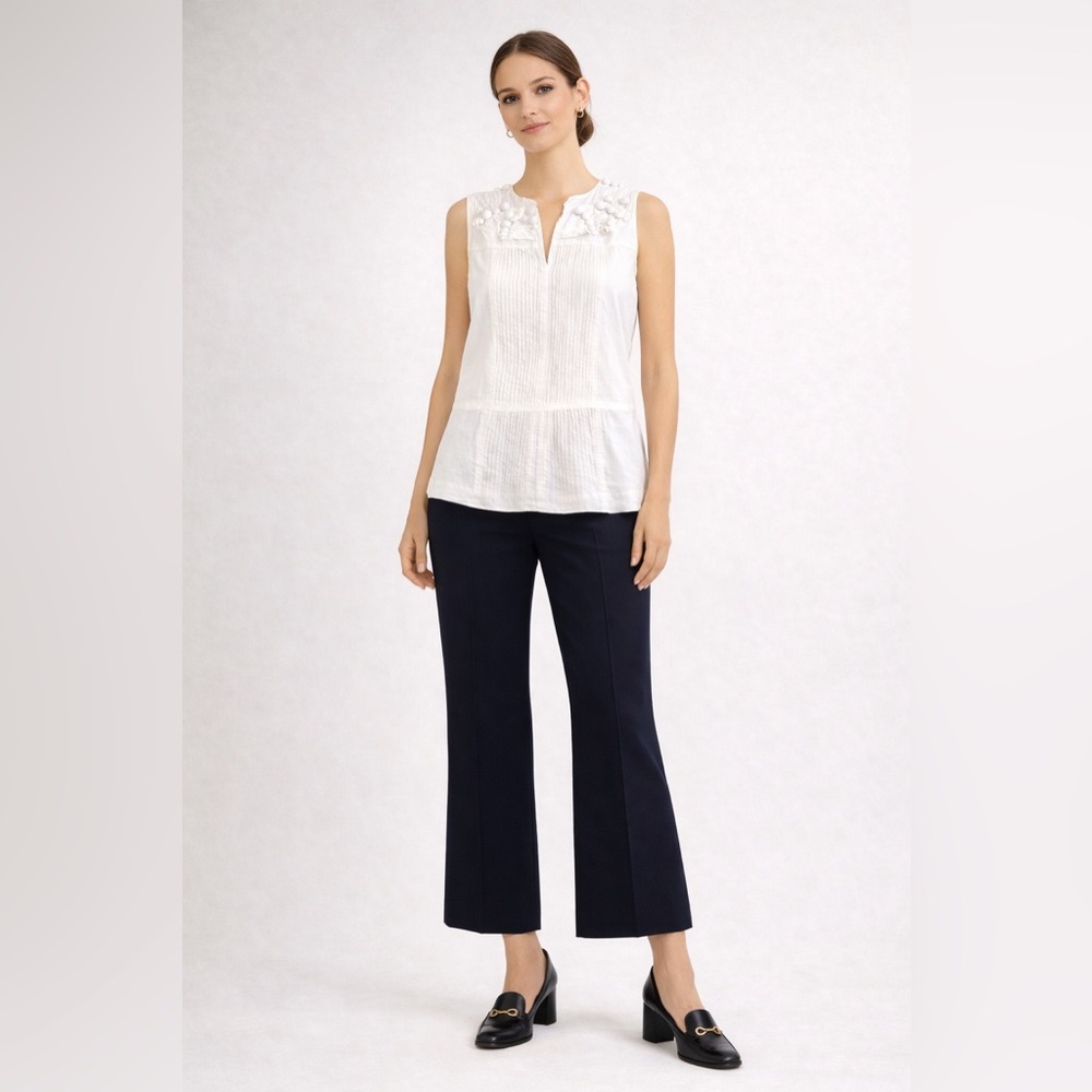 Tory Burch White Sleeveless Casual Top